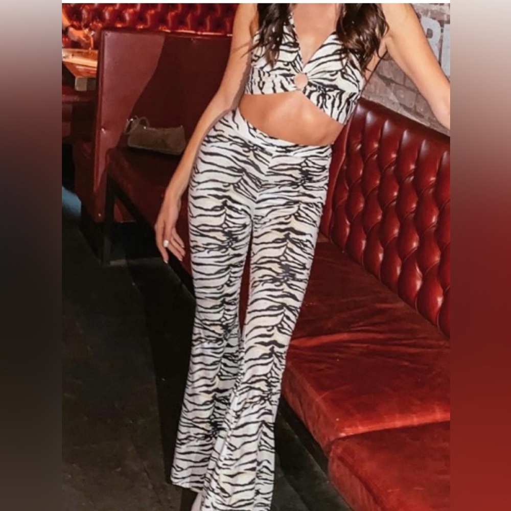 Fashion Nova Matching Set / Zebra Print Women's Jumpsuit